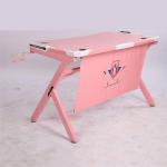 Pink Ergonomic PS4 Gaming Desk MDF Surface Steel Alloy Frame for sale