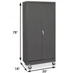 Double Door Unassembled Metal Adjustable Shelf Cabinet With Wheels for sale