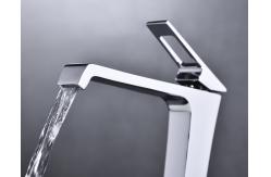 China Waterfall Bathroom Basin Faucets , Chrome plated Wash Basin Tap Hot And Cold supplier