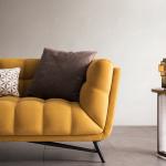 Tufted Sectional Loveseat Sleeper Sofa Bed Pull Out Yellow Velvet