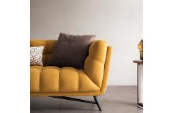 China Tufted Sectional Loveseat Sleeper Sofa Bed Pull Out Yellow Velvet supplier