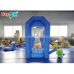 Cube Blue Inflatable Money Machine Booth With Air Blower For Advertising for sale