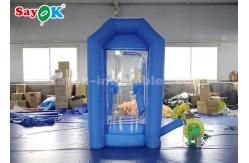 China Cube Blue Inflatable Money Machine Booth With Air Blower For Advertising supplier