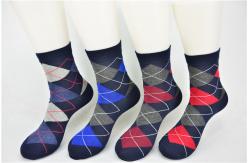 China Organic Cotton Yellow Mens Argyle Dress Socks With Elastic Persistent Material supplier