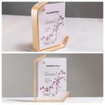 Display Clear Table Card L Shape Acrylic Photo Picture Frame with Wood Base for sale