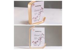 China Display Clear Table Card L Shape Acrylic Photo Picture Frame with Wood Base supplier