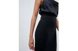 China custom make plain black classic zip back midi skirt for girls supplier