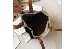 China Women Customized Reusable Bags Canvas Tote Bag 10oz With Leather Handles supplier