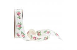 China 15mm*10m Flower Burlap Ribbon OEM ODM Custom Printed Ribbon Rolls supplier