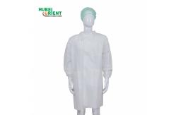 China Blue / White PP / SMS / Microporous / Tyvek Disposable Lab Coat With Snaps Closure supplier