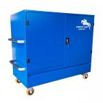 China Lockable Large Metal Blue Horse Equipment Saddle Tack Box With 2 Saddle Holders manufacturer