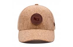China Curved Six-Panel Wood Grain Leather Baseball Cap With Adjustable Strap supplier