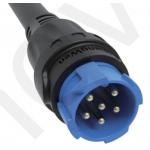 Blue 6pin M19 Connector 15A Solder Overmolded Aluminum Alloy Shell with IP67 Protection for sale
