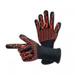 Heat Resistant BBQ Grill Gloves Mixed Fibre Liner Criss Cross Finishing for sale