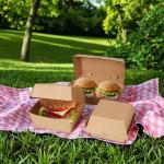 Customized Different Shape Food-Grade Kraft Clamshell Burger Boxes Disposable Fast Food Packaging with Customized Sizes for sale