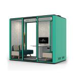81.6 Inch Green Soundproof Office Pod Phone Booths Acoustic Tempered Glass for sale