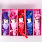 Gift Box 5 Soap Rose Bouquet Bear Gift Promotion Valentine's Day Gift for sale