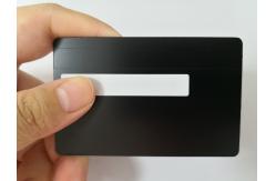China SLE4428 Big Contact Chip Matte Black Metal Business Cards With 9mm Magnetic Stripe supplier