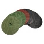 Round Shape Diamond Polishing Pads 4500 RPM Neon Green 5 Inch Hook And Loop Backing for sale