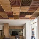 OEM Suspend Metal Ceiling Design Polyester Powder Coating With LED Light for sale