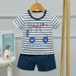 1-12 Years Old Childrens Cotton Pajamas With Striped Car Pattern for sale