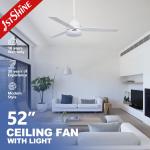 6 Speeds Remote Control 52 Modern Dimmable LED Ceiling Fan With Led Light for sale