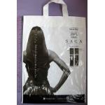 Custom Printed Plastic Bags with Handles For Cosmetics , White / Black for sale