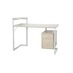 2 Storage Drawers Modern Computer Desk White Oak Elegant With Elevated Shelf for sale