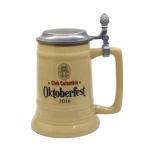 Beer festival custom ceramic beer mug with metal lid for sale