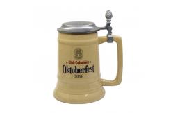 China Beer festival custom ceramic beer mug with metal lid supplier