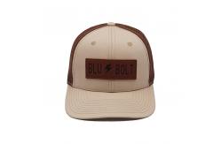 China Customized High Grade Mesh Trucker Cap Leather Patch Baseball Cap supplier