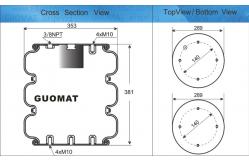 China No.3B3383 Industrial Air Spring 4xM10 Screw GUOMAT NO. 3B7383-3/8 Bellow supplier