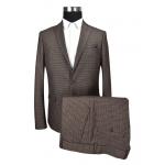 Outside Slim Fit Tailored Suits Brown Check Breastpocket Business Banquet for sale