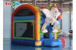 China Rainbow Kids Inflatable Jumping Castle Unicorn Bouncy Castle With Slide supplier