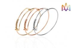 China SS304 Twisted Expandable Movable Bead Womens Engraved Bracelets supplier