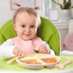 Non Slip Practical Silicone Feeding Bib , Portable Silicone Childrens Plates for sale