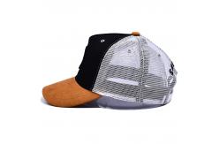 China Custom 5 Panel Trucker Cap High Quality Suede Curved Brim Mesh Trucker Hats supplier