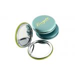 Foldable PU Promotional Compact Mirrors Gold Stamping Pocket Makeup Mirror for sale