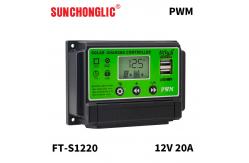 China Intput 20A PWM Solar Charger Controllers 2A Output 12v 24v Solar Charge Controller supplier