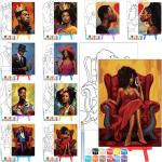 OEM African Pre Drawn Canvas Set With Easel For Adults Beginners Family Sip for sale