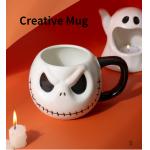 Halloween Skull Cup With Handle Lidless Ceramic Cup Funny Water Mocha Cup 600ML for sale