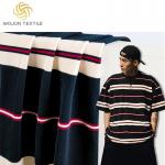 Double Yarn Striped Shirt Fabric , Combing Striped Cotton Knit Fabric for sale