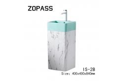 China Self Cleaning Rectangular Ceramic Wash Basin Pedestal Bathroom Sink supplier