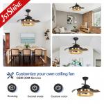 36 Inch Black Caged Ceiling Fan with Light and Remote Midcentury Lighting Solution