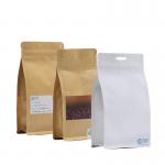 250G Doypack White Kraft Paper Coffee Bags Flat Bottom Kraft Coffee Bags With Window for sale
