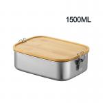 Rectangle Metal Bento Lunch Box 1500ml Double Buckle Steel Bento Lunch Box for sale