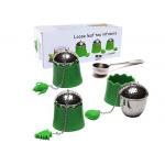 China Stainless Steel Tea Infuser With Silicone Tray And Metal Chain Plus Apple /Christmas Trees for sale