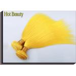 Customized Yellow Silk Straight 100% Human Hair Extensions Long Lasting Cuticle Aligned for sale