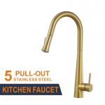 Mixer Stainless Steel Kitchen Faucet Hot Cold Gold Pull Out for sale