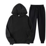 Men Sport Pullover Sweater Set Two Piece Hoodie and Sweatpants Hooded Solid Color for sale